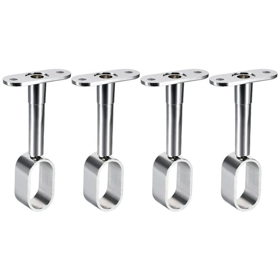 Shower Curtain Rods Wardrobe Pipe Lever Wall Mounted Support Bracket 4pcs for Rod 16x30mm, 84-105mm Height (Silver Tone)