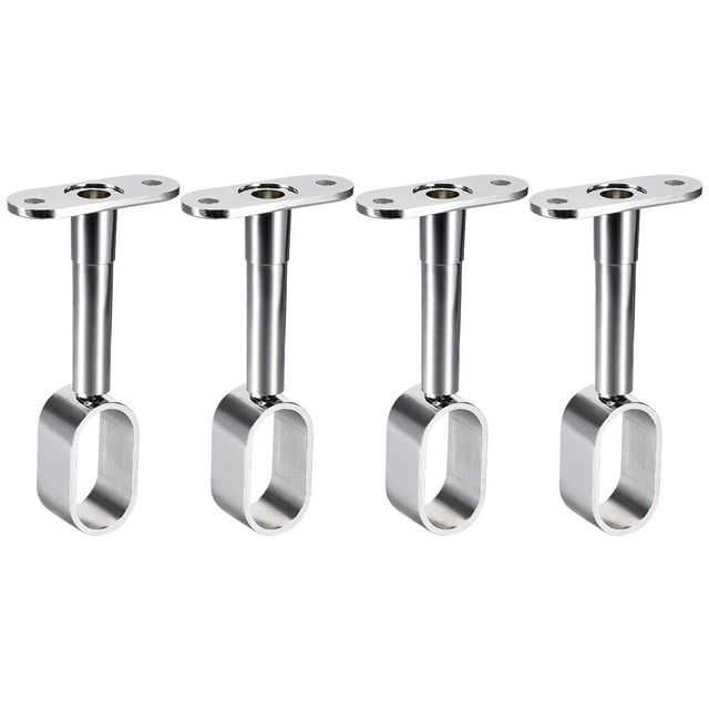 Soportes de Varilla de Cortina de Ducha, Soporte de Tubo de Armario Montado en la Pared 4pcs para Varilla 16x30mm, Altura 84-105mm (Tono Plateado)