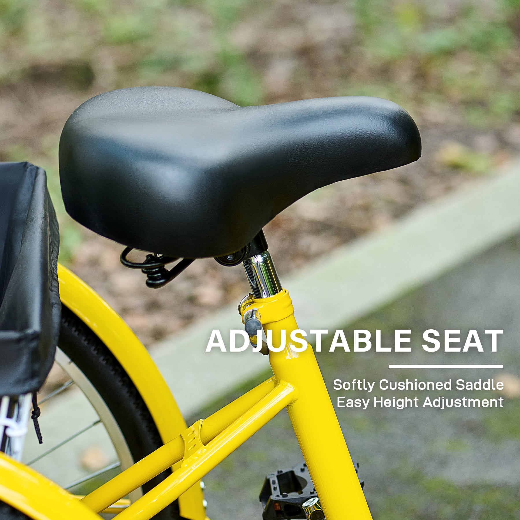Viribus 24" Adult Tricycle Exercise Bike w 8 Speed Gear Flexible Seating Basket Yellow