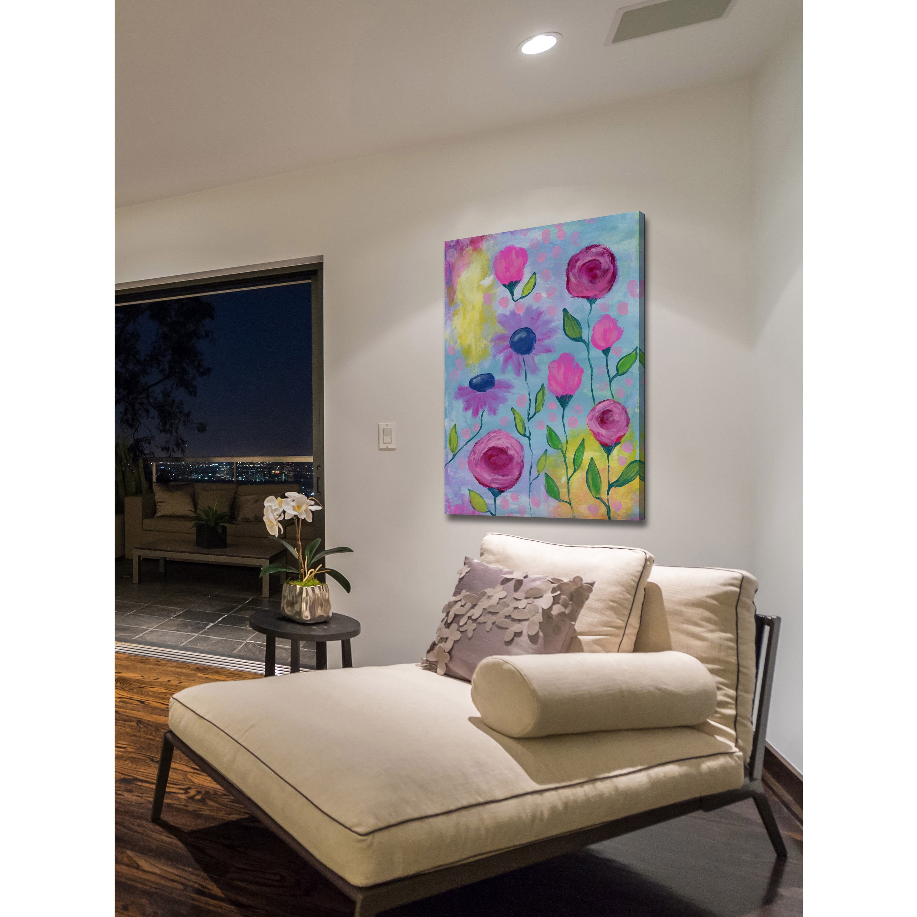 Marmont Hill "Flowers Pink Purple" by Jill Lambert Painting Print on Wrapped Canvas
