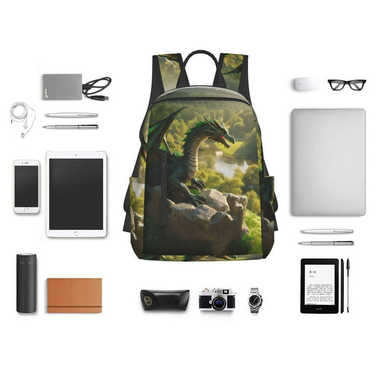 Xecao Deep Forest Stone Green Dragon print Backpack For women men Aesthetic Lightweight Travel Daypack Simple Cute Backpack For Bookbag, Size: XL