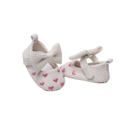 

Infant Baby Girls Casual Shoes Newborn Embroidery Heart Bowknot Patchwork Soft Sole Flat Shoes