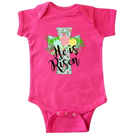 

Inktastic He Is Risen Floral Print Cross with Beautiful Flowers Gift Baby Boy or Baby Girl Bodysuit