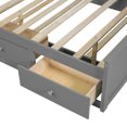 thumbnail image 5 of Full Size Pltaform Bed with Trundle and 3 Drawers, Storage Bed with Upper Shelves and USB Ports & Sockets, Wood Bed Frame with Storage Headboard, No Box Spring Needed, Gray, 5 of 9