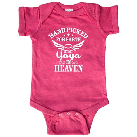 

Inktastic Handpicked for Earth By My Yaya in Heaven with Angel Wings Gift Baby Boy or Baby Girl Bodysuit