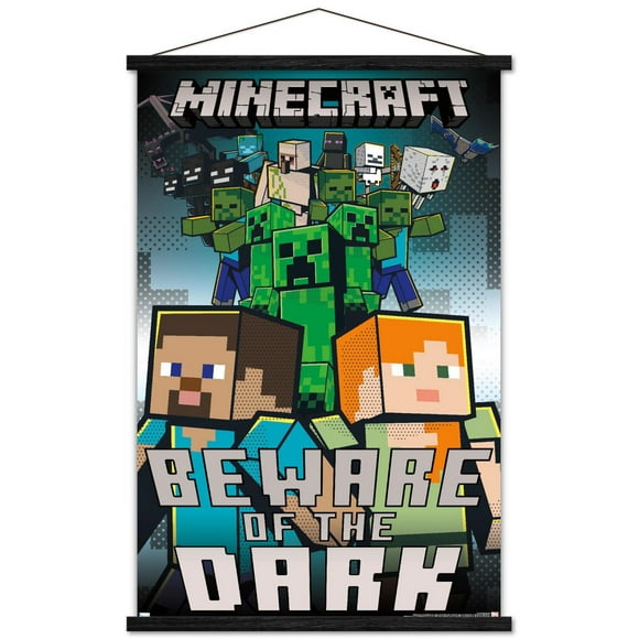 Minecraft - Beware Of The Dark Wall Poster with Magnetic Frame, 22.375" x 34"