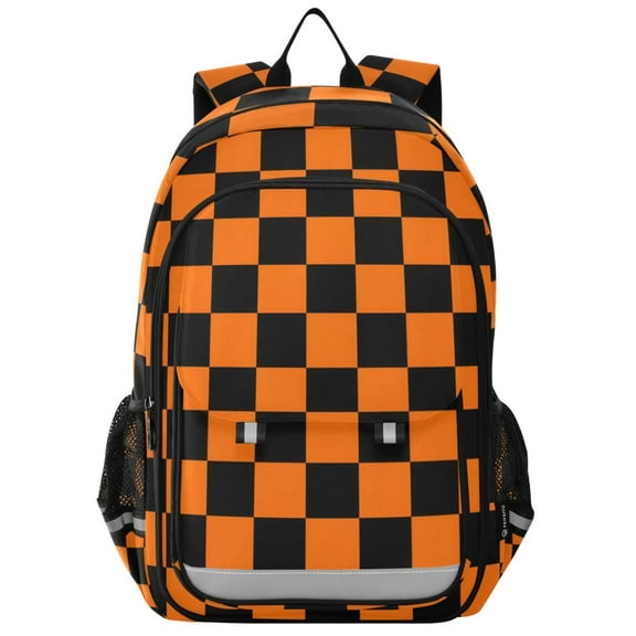 ALAZA Orange Checkered Grid Pattern Laptop Backpack Purse Travel Bag Casual School Bookbag Rucksack for Women Men
