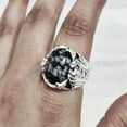 thumbnail image 4 of Snowflake Obsidian Mans Ring, Natural Snowflake Obsidian, Crescent Moon, Silver Jewelry, 925 Silver Ring, Gift, Heavy Mens Ring, Arabic Design, Ottoman Style Ring, Christmas, Turkey Mens Signet Ring, 4 of 6