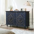 thumbnail image 6 of HLR 48"W Vintage Wood 4 Doors Sideboard Buffet Cabinet with Storage for Living Room, Credenza Blue., 6 of 7