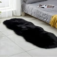 thumbnail image 4 of FUDAKUNA Fluffy Faux Sheepskin Black Rugs 24" x 36" Soft Shaggy Small Carpet Cushions Living Room Bedroom Floor Mats Washable, 4 of 7