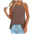 thumbnail image 1 of Timegard Tank Tops for Women Crew Neck Ruched Back Button Comfy Casual Sleeveless Tops Tees Blouses, 1 of 4