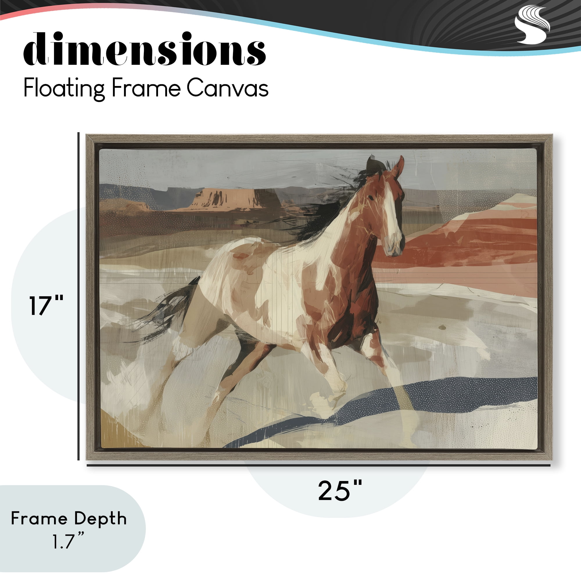 Stupell Industries Wild Horse Across Plains Brown Framed Floater Canvas Wall Art, design by Chromatic Storm Studio
