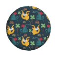 thumbnail image 4 of Spare Tire Cover, Cartoon Dinosaur Leaves Wheel Cover Tire Covers For Trailers Car Truck Camper Universal Tire Covering Fits Diameter14"-17", 4 of 4