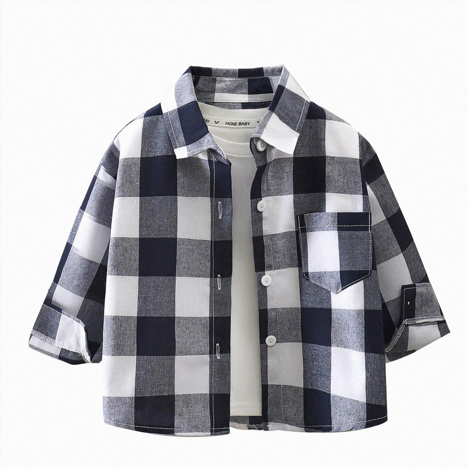 Boys Long Sleeve Button Down Shirt Kids Cotton Texture Dress Shirts School Uniform Shirt 6-12 Months 12-24 Months 2t 3t 4t 5t 6t 7t 8t 9t Children Dark Blue 6-7 Years