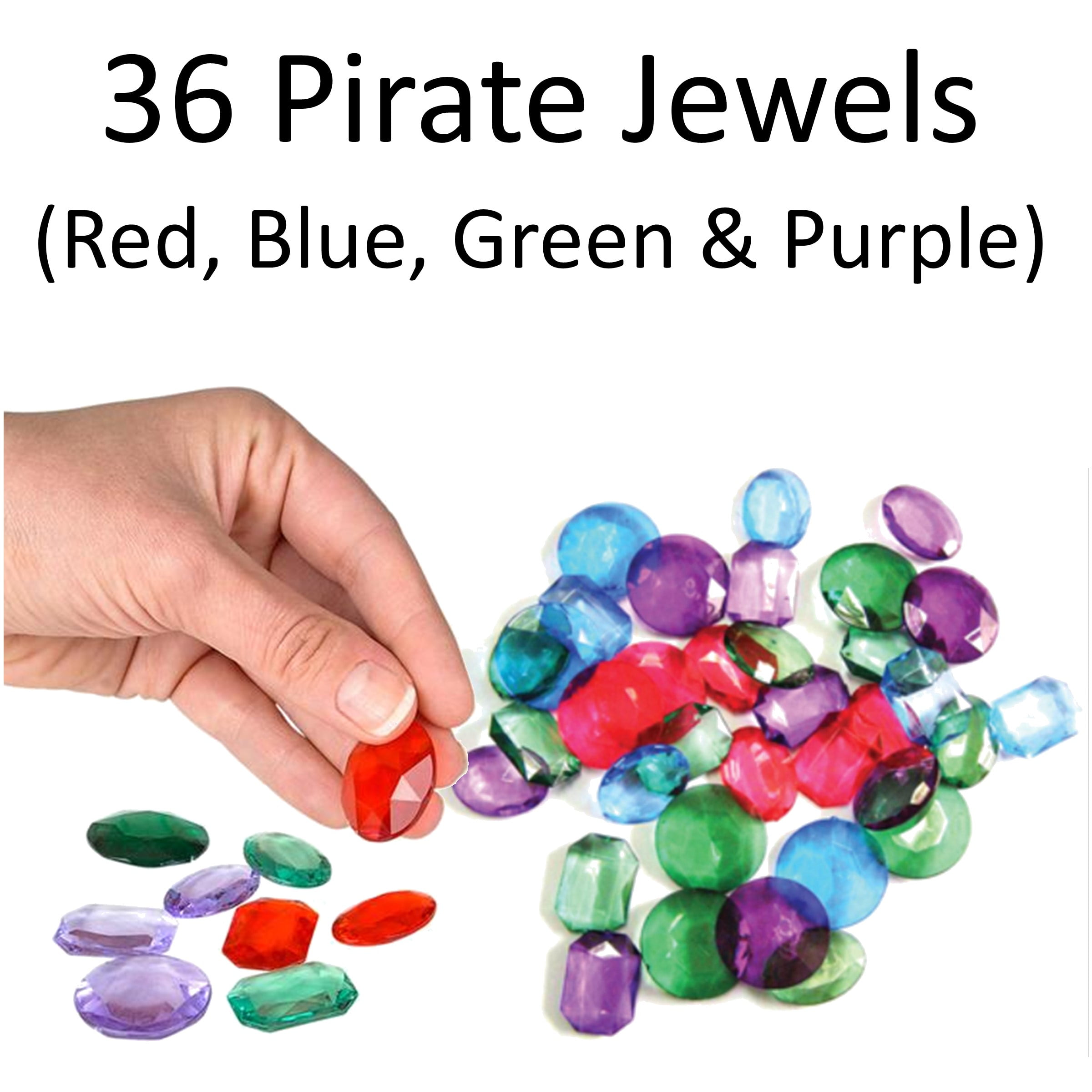 Assorted Colors Bulk Pirate Jewels and Gems 1 Pound Bag Approximately 160  Pieces, Treasure Jewels for Pirate Party Favors or Craft Decor 
