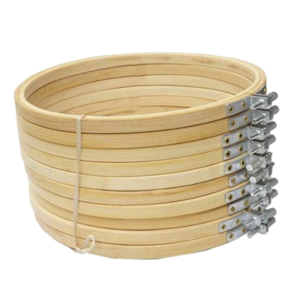 Masteelf 12pcs Khaki Embroidery Hoops 23cm Composite Material for Crafts, Cross , Needlework and Sewing Projects