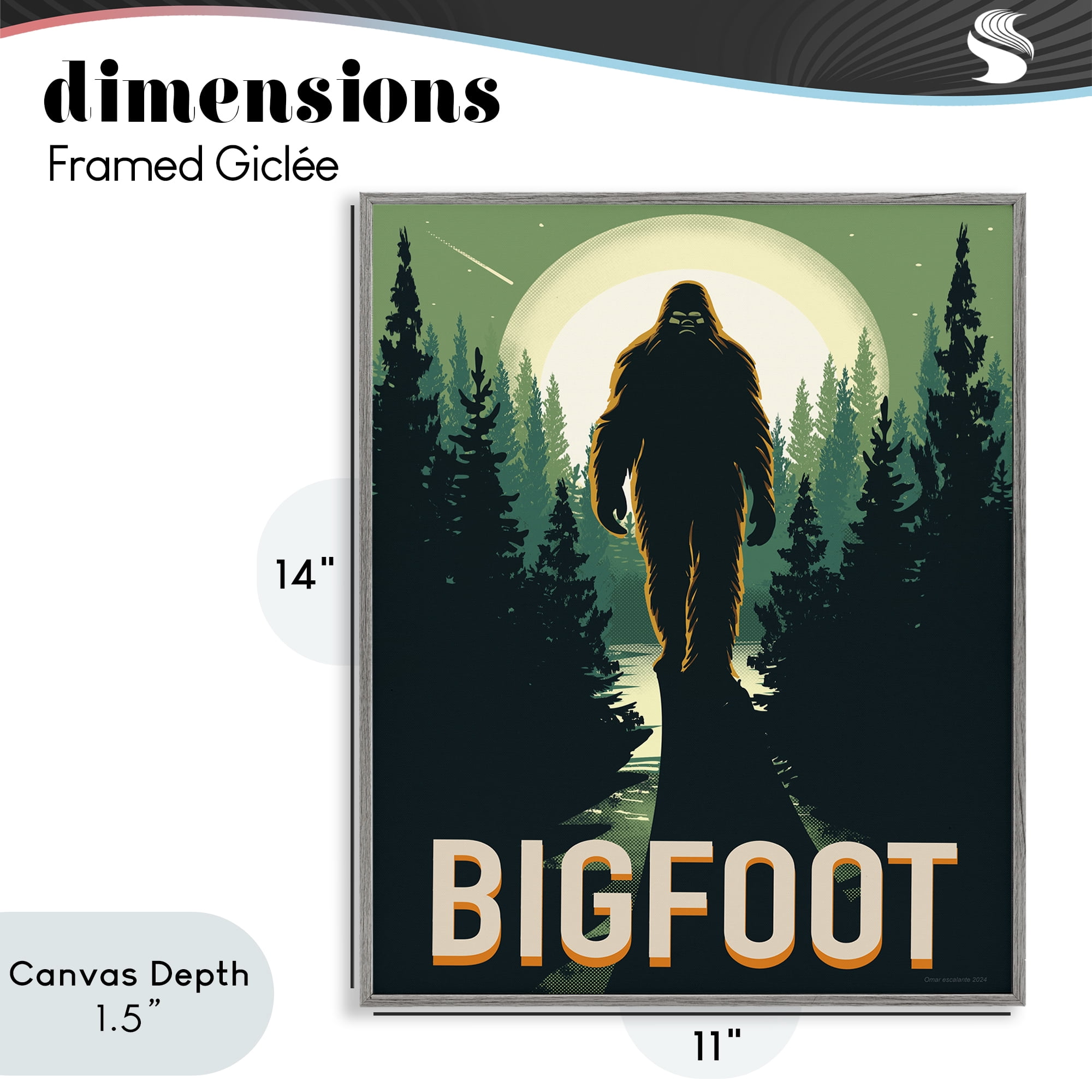 Stupell Industries Cryptid In The Woods Gray Framed Giclee Art, design by Omar Escalante