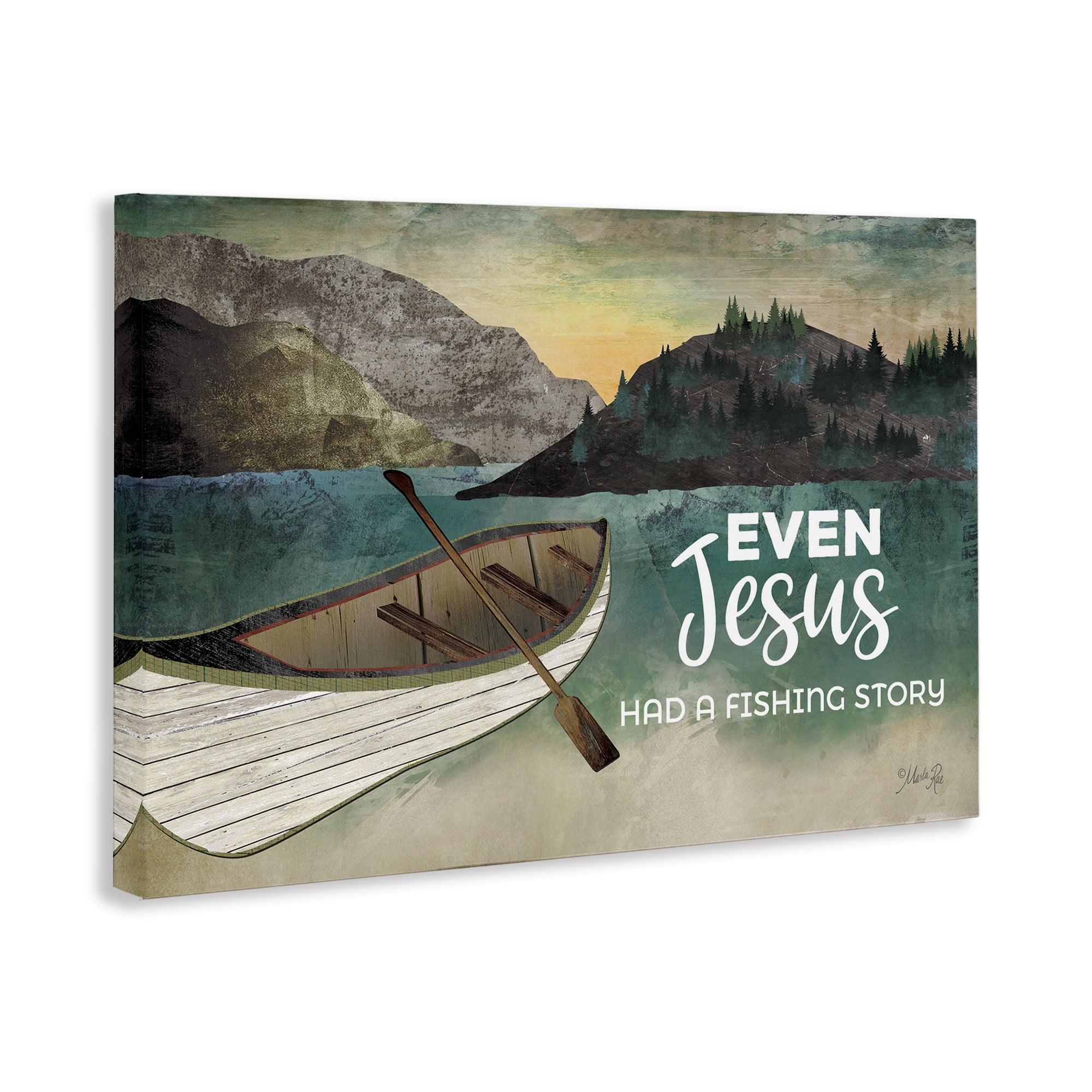 Stupell Industries Jesus Had Fishing Story Religious Painting Gallery Wrapped Canvas Art Print Wall Art, 45 x 30