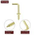 thumbnail image 4 of Unique Bargains 150 Pack L Shape Hooks, Right Angle Screw Hooks for Hanging, Gold, 4 of 7