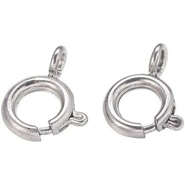 50pcs 304 Stainless Steel Spring Clasps Close Ring Smooth Surface Clasps Findings for Handicrafts Jewelry Making 9.5x7x3mm