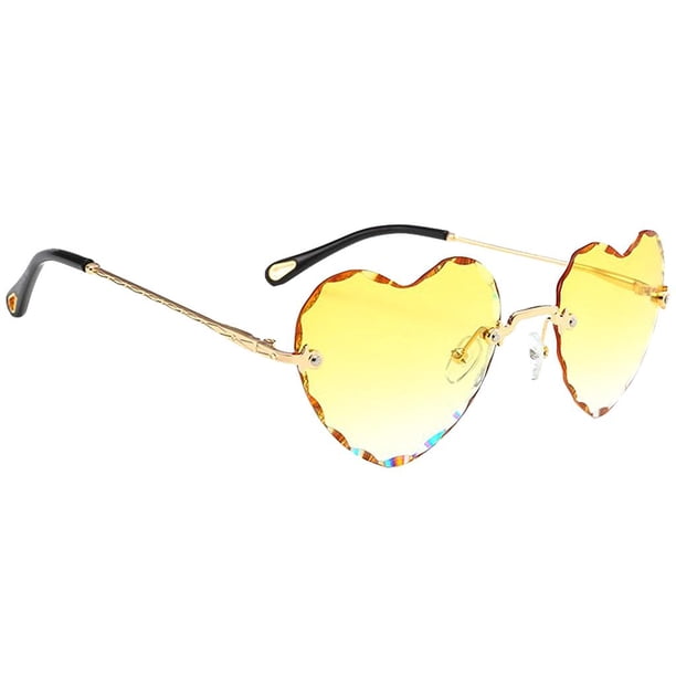 Gafas de sol para mujer Sunnimix de montura de corazón lentes teñidas para fiestas Amarillo