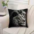 thumbnail image 6 of Lilixerw Lion Animal Print Linen Pillow Cover 18x18 Inch,with Zipper,Animal Decorative Cushion Cover for Sofa Living Room Bed,Black, 6 of 6