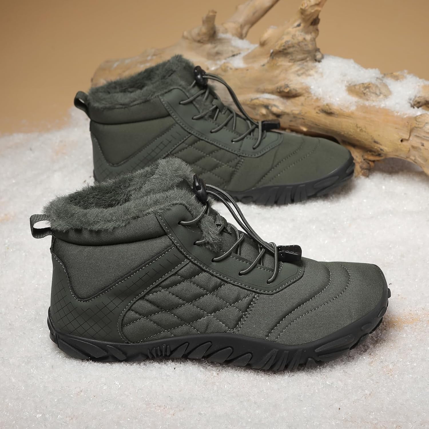 Hiking Shoes Barefoot Mens Wide Shoes Toe Box Winter Cross Trainer Minimalist Anti Skid Shoes For Women Cotton Boots Sneakers Outdoor Ankle Boots Brown Black Green White