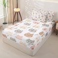 thumbnail image 3 of Manfei Kawaii Cat Lover Zipper Queen Comforter Set with Fitted Sheet and 2 Pillowcases, Sleep Kitten Zipper Bedding Set, Cream Tan, Polkadot Reversible, 4 Pieces, 3 of 7