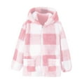 thumbnail image 5 of RUTAYY Teen Girls Hooded Jacket Long Sleeve Plaid Fuzzy Cozy Soft Warm Outerwear Fall Winter Windproof Versatile Travel Coat, 5 of 5