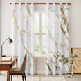 thumbnail image 4 of White Gold Abstract Kitchen Curtains 84 Inch Length, Modern Marble Geometric Grommet Top Bedroom Living Room Curtains, Light Filtering Cafe Curtain Drapes 2 Panels Set 84''x84'', 4 of 9