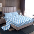 thumbnail image 1 of Erosebridal Checkered Gingham Sheet Set Full, Blue Buffalo Bedding Sets Full Size, Rectangle Geometry Decor, 4-Piece, 1 of 7