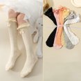 thumbnail image 4 of LYMAYTER Kids Girls Knee High Socks 3 Pairs Spring Summer Bowknot Mesh Calf Socks Toddler Solid Colours Thigh High Socks for 3-12 Years, 4 of 9