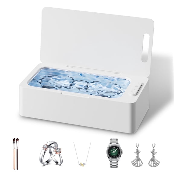 Ultrasonic Jewelry Cleaner Machine for Eyeglass, Sunglasses, Ring, Watch Strap, One-Touch Operation, 3 Timer Modes