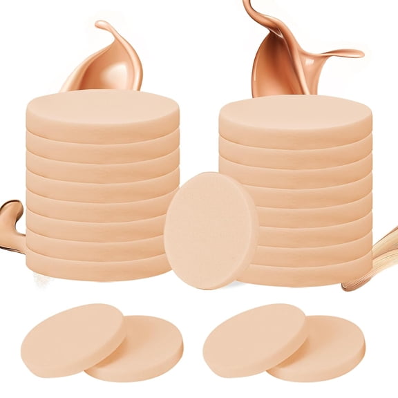 20Pcs Makeup Sponge Round Facial Puff for All Skin Types, Wet & Dry