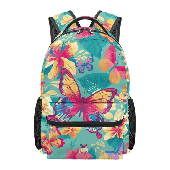 Chririnla Tropical Butterfly Kids Backpack for School Large Capacity Schoolbag Elementary Middle School Bookbag Lightweight Daypack for Back to School