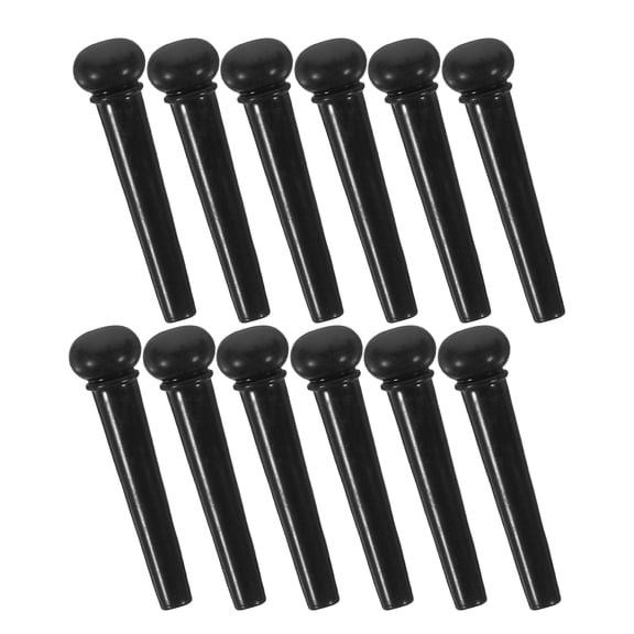 Minkissy 12Pcs Guitar Bridge Pin Set Black Plastic Bridge Pegs for Acoustic Guitar