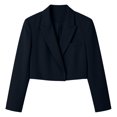 thumbnail image 4 of Guieoi Fall Blazer for Women Long Sleeve Cropped Notched Lapel Hidden Buttons Business Casual Office Jacket with Shoulder Pads And Lining Blue M, 4 of 7