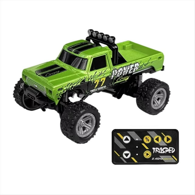 Camión Monstruo Todoterreno Teledirigido RC 1/64, Modelo de Coche de Escalada A Control Remoto 2.4G, Vehículo de Juguete Verde.