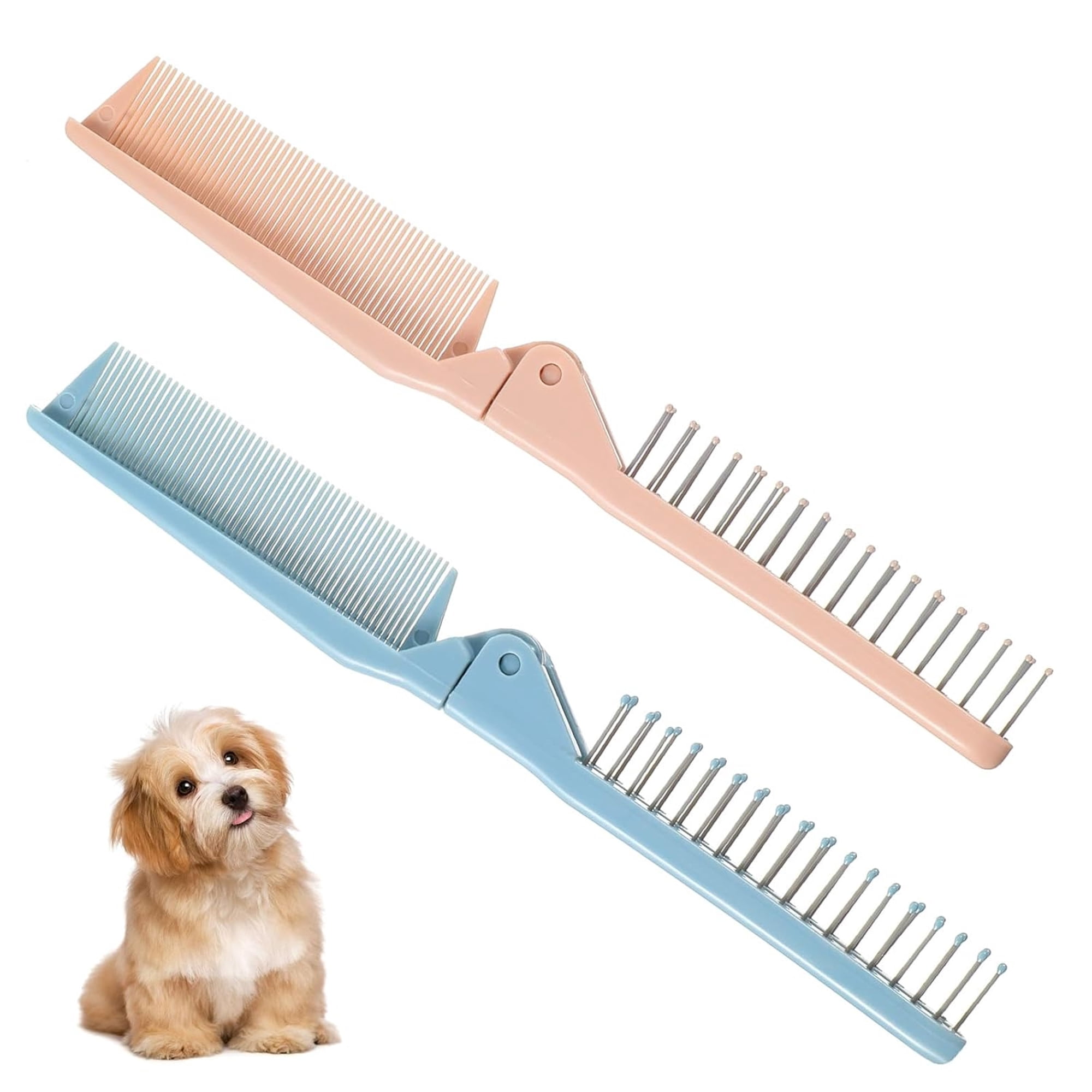 ACDANC 2 Pack Puppy Brush for Small Dogs Folding Dog Hair Grooming Brushes Dog Combs for Matting Hair Perfect Dematting Comb Tool for Shih Tzus,Yorkies,Maltipoos,And Small Breeds