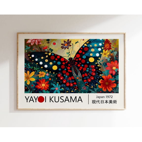 Yayoi Kusama Poster - Butterfly - Japandi Wall Art As Yayoi Kusama Print, Abstract Kusama Poster, Japanese Poster Wall Art, Modern Wall Decor, 8x12 UNFRAMED