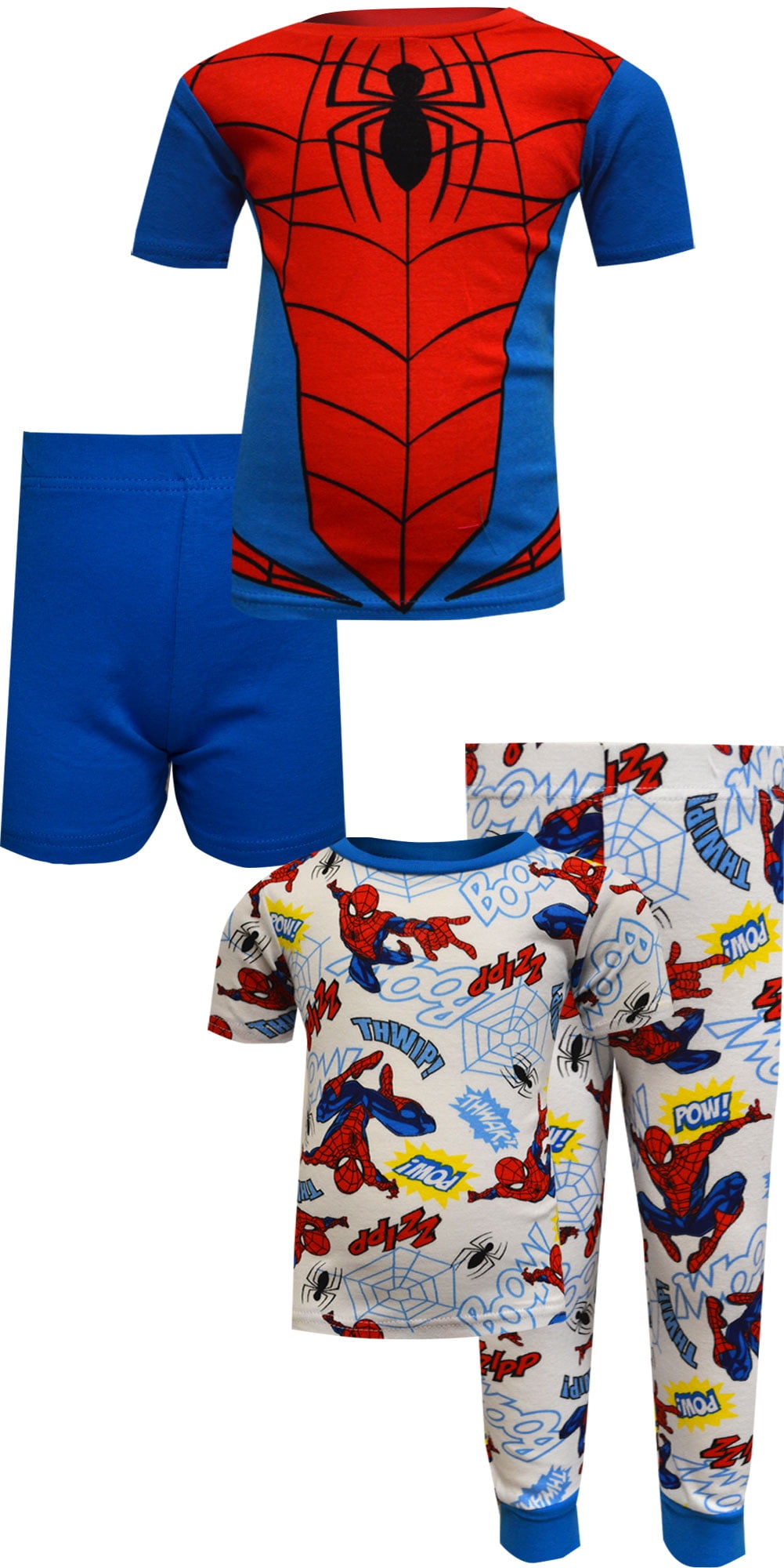 Spiderman Boys Spider-Man 4-Piece Cotton Pajama Set