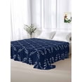 thumbnail image 5 of Navy Blue Twim Size Flat Sheet, Wrinkleproof & Fadeproof Cooling Flat Bed Sheet Only, Geometric Leaf Diamond Plaid Abstract Check Breathable Soft Bedding Top Sheets 66 x 96 Inches, 5 of 8