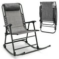 thumbnail image 1 of Costway Patio Camping Rocking Chair Folding Rocker Footrest Lightweight Outdoor Grey, 1 of 8