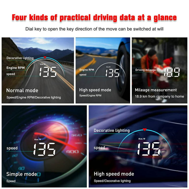 Head Up Display, 3.2 Inch OBD HUD for Engine Temperature for Boosters Gauge  for Monitoring Driving Speed for Oil'$ : : Car & Motorbike