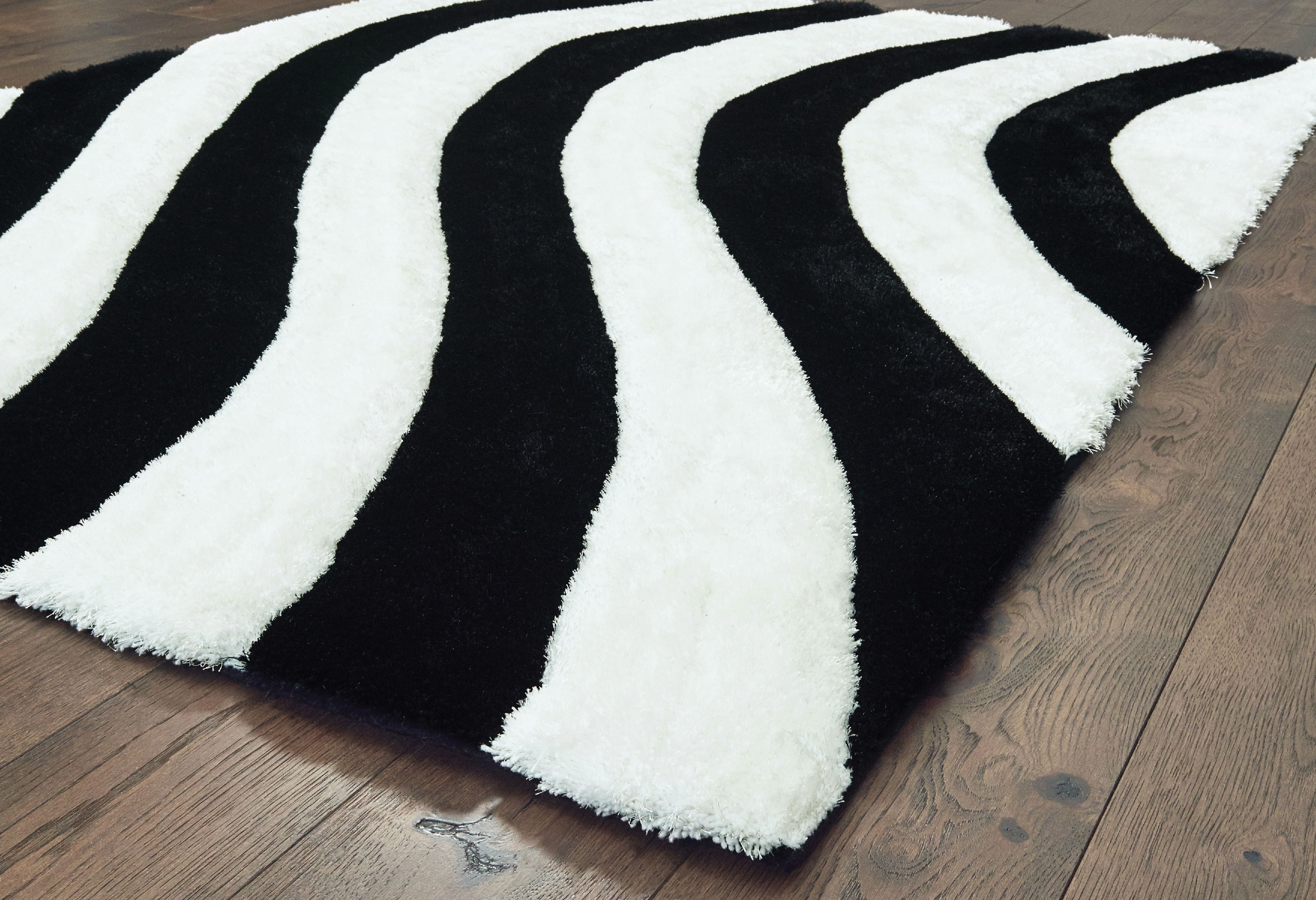United Weavers of America Abstract Shag Contemporary Area Rugs, Black