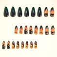 thumbnail image 3 of 24Pcs Halloween Press On Nails Medium Almond & Short Square, Spooky Fake Nails Full Cover Glue on Nails for Women Girls Christmas Party Gift, 3 of 6