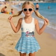 thumbnail image 3 of Uourmeti Cartoon Cat Striped Wave Swim Dress for Girls - Cute Sleeveless One Piece Skirted Bathing Suit, Quick Dry Beach Pool Wear for Toddler & Kids, 3 of 8