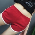 thumbnail image 4 of Dnzceghtig Pantalones cortos deportivos para mujeres y niñas, pantalones cortos para correr, gimnasio, playa, entrenamiento informal, Fitness, pantalones cortos - Rojo, 4 of 5