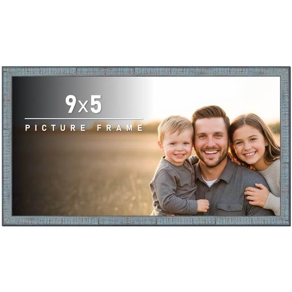9x5 Frame Rustic Sky Blue Solid Wood Picture Frame | 0.75 Inch Moulding Width |Includes UV Acrylic