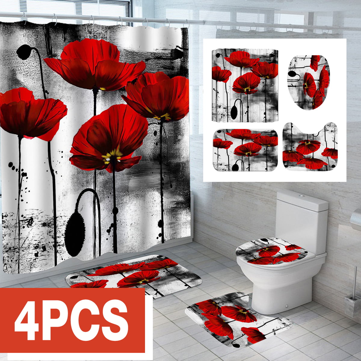 180x180cm Square Shower Curtain Hotel Home Bathroom Decoration 12 Hooks #3 